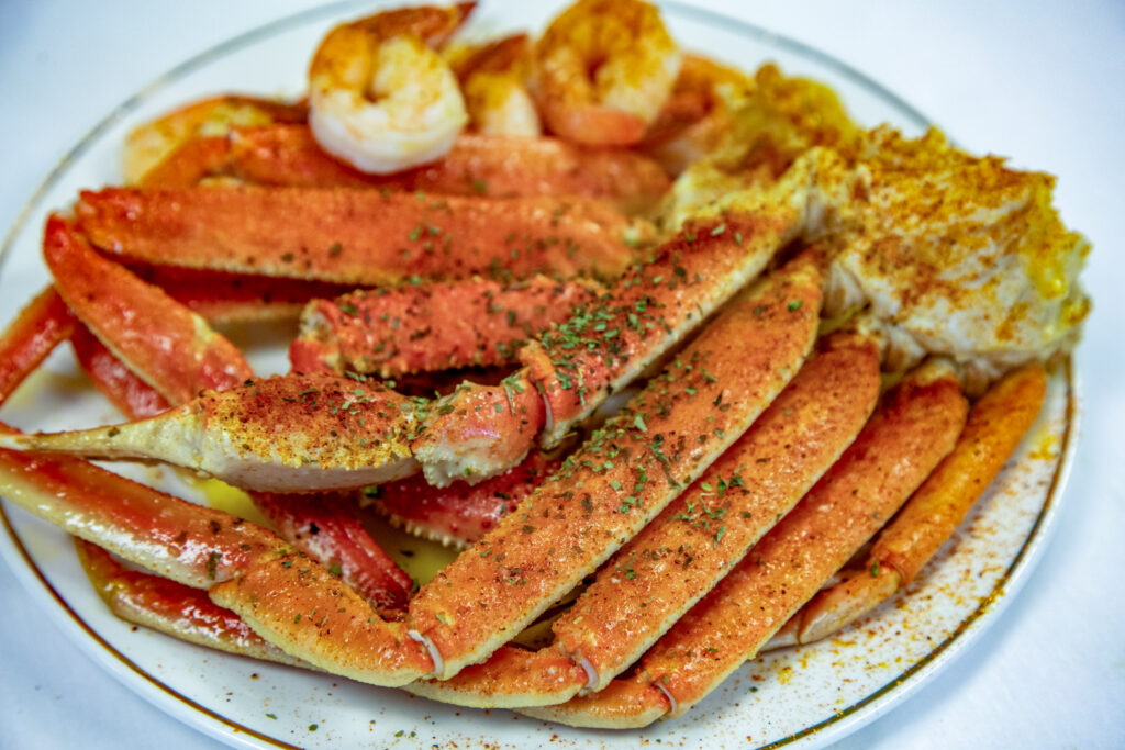 crab legs and shrimp
