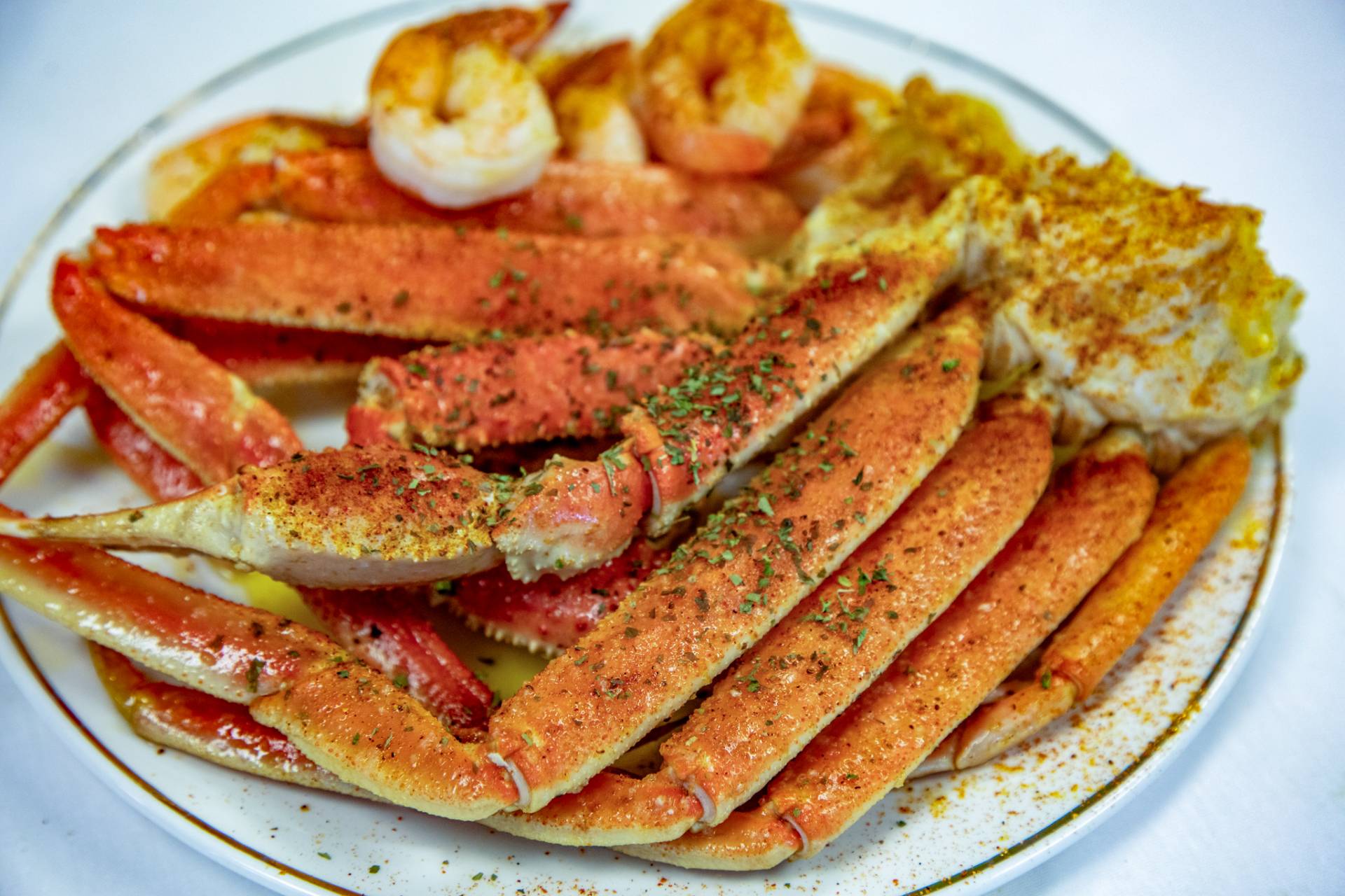 crab legs and shrimp