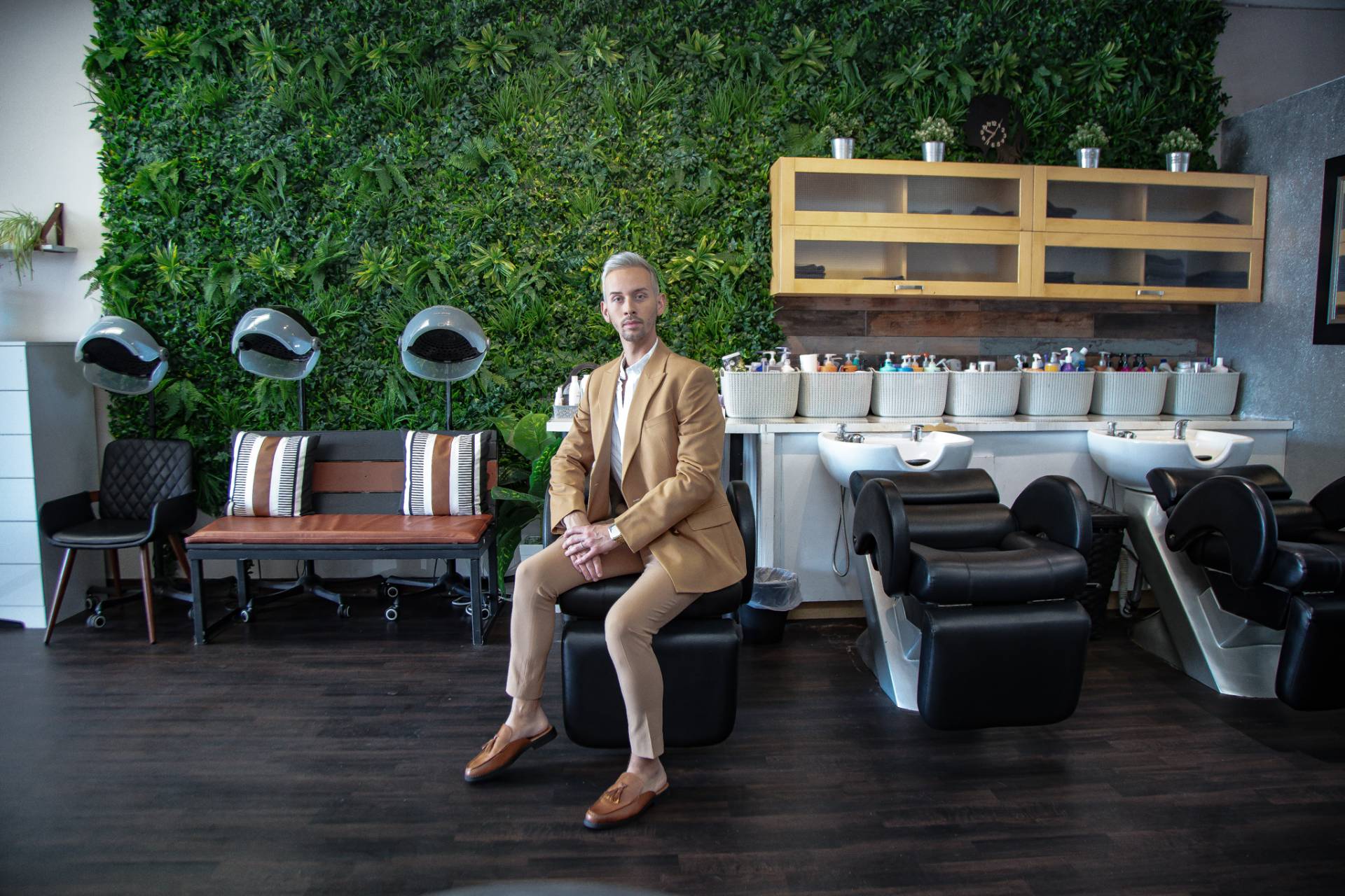 male branding photo inside of a hair salon