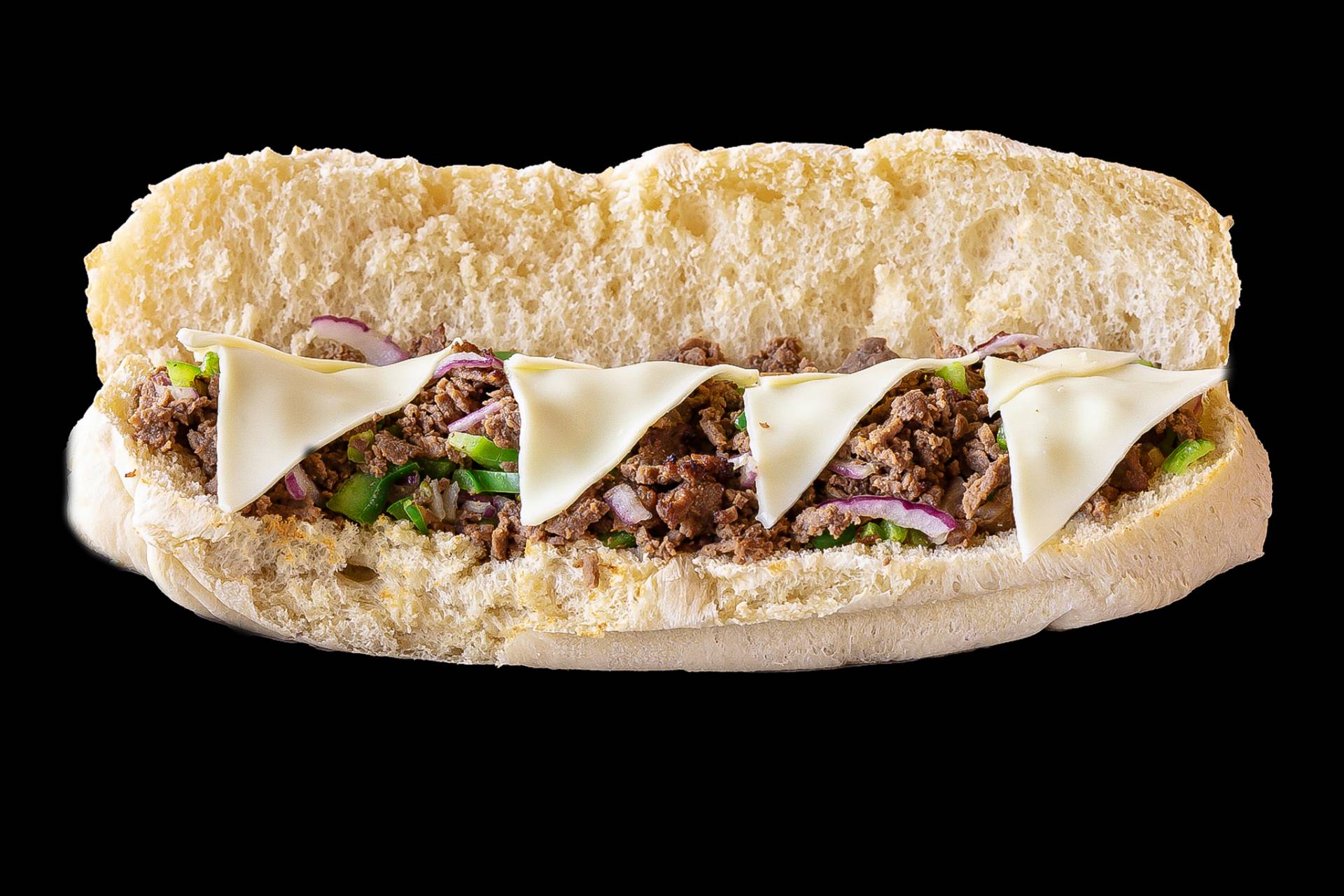 Philly cheesesteak on a hoagie